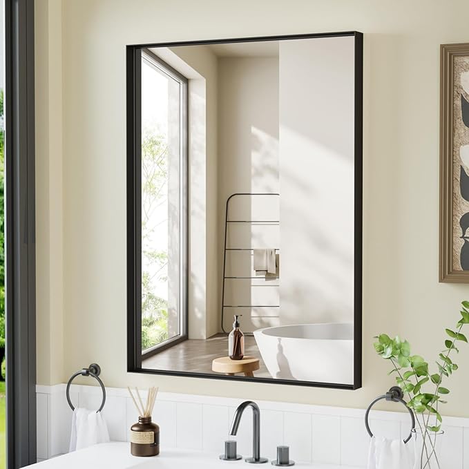 32”x 24” Black Bathroom Mirrors by Dimelax
