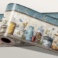 Rustic Country Mason Jar Wallpaper Border 196x4 Inch Peel and Stick Wall Border by IOHEFY