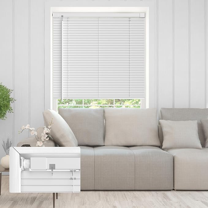 No Drill No Tool 1" Vinyl Mini Blinds, Light Filtering Horizontal Window Blinds - Image 2