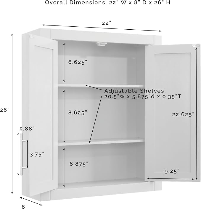 Crosley Furniture Savannah 2-Piece Wall Storage Cabinet, Cabinets - Image 7