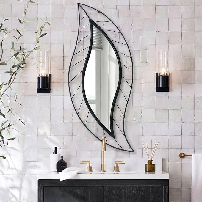 ironsmithn Decorative Wall Mirror, Leaf Teardrop Mirror - Image 3