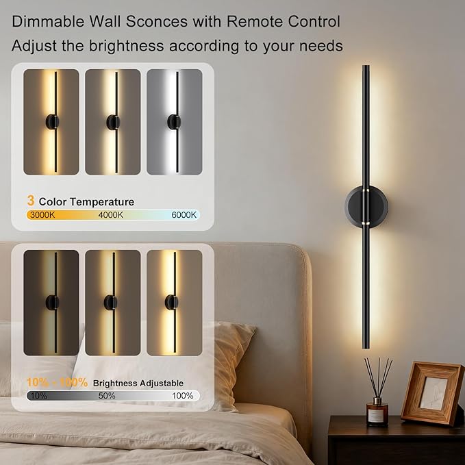 Battery Operated Wall Sconces Set of 2, Dimmable 6000mAh Rechargeable Wall - Image 3