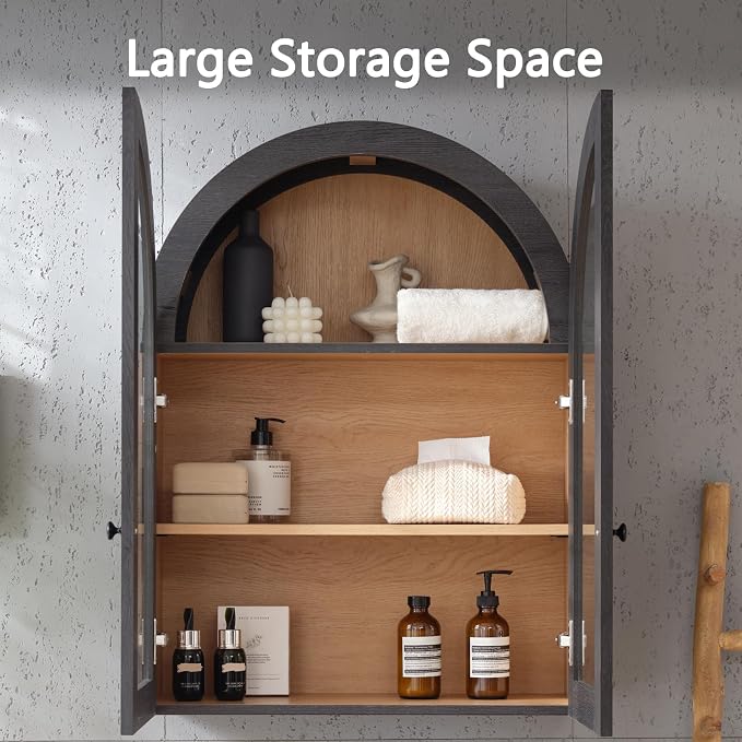 Bathroom Arched Wall Cabinet Over The Toilet Storage Cabinet, 23.5×31.4 Inch - Image 4