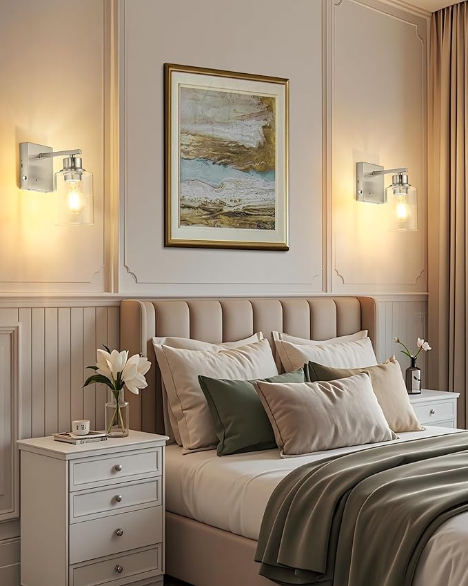 Rayogale Wireless Wall Sconces, Nickel Battery Operated Wall Sconce Set of 2 - Image 5