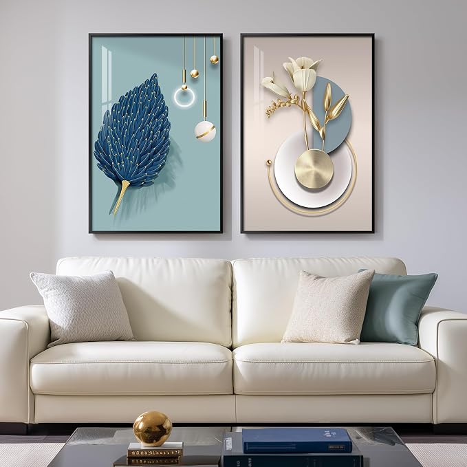 Framed Modern Luxury Wall Art for Bedroom, Large Bright Style Art Prints by Cuspin