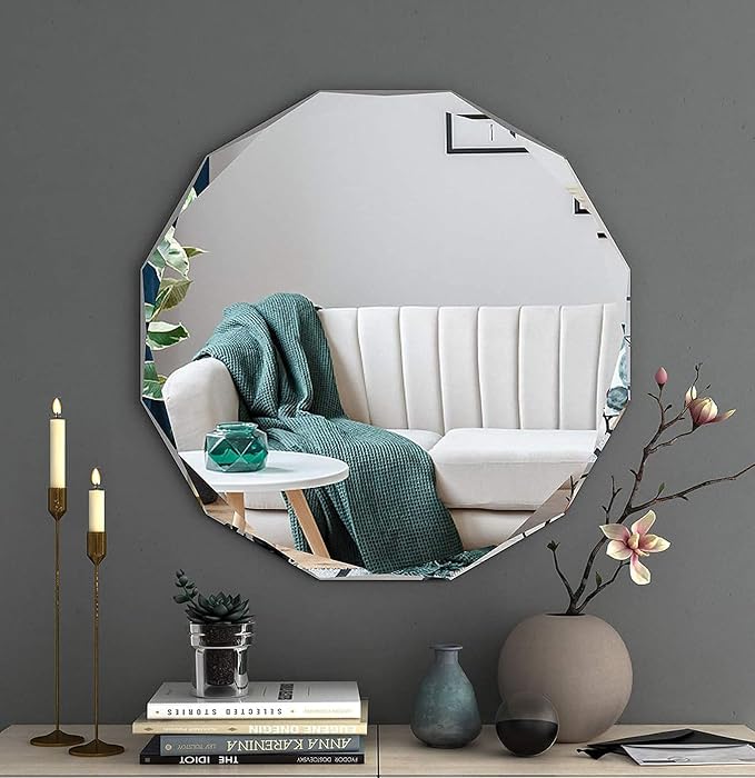Bathroom Mirrors for Over Sink, Round Frameless Mirrors for Wall, 20x20 Inch - Image 7