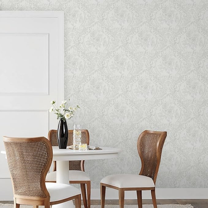 Ismoon Floral Peel and Stick Wallpaper Grey Contact Paper Boho Watercolor - Image 6
