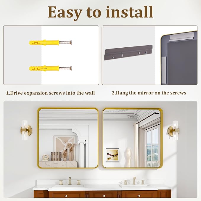 30"x 30" Gold Bathroom Mirror - Image 5