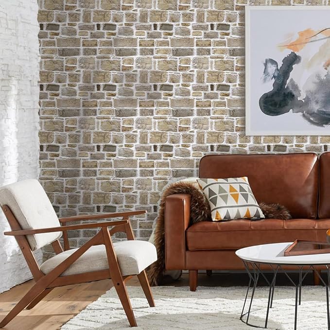 Commomy 10 Pcs 3D Stone Wall Panels Peel and Stick - Image 2