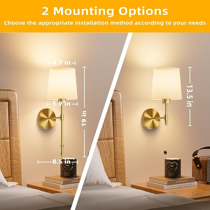 Ouyulong Battery Operated Wall Sconces Set of 2, Wireless Rechargeable Dimmable - Image 2