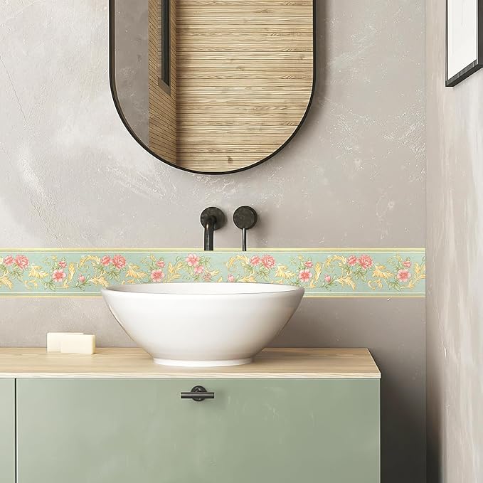 AbaBoorty Green Floral Wallpaper Border Decor 196"X4.1" Peel and Stick Wall - Image 3