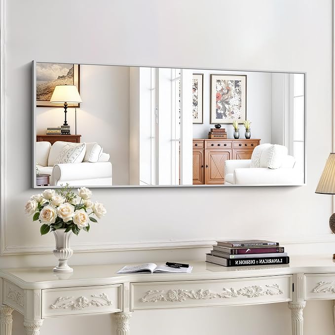 KOCUUY Silver Framed Mirror, HD Tempered Glass, Anti-Rust Frame, Modern Design - Image 4