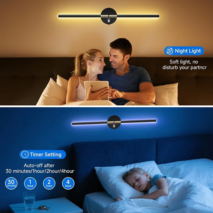 Wall Sconces with 360°DIY Independently Rotatable Lamp, 10000mAh Rechargeable - Image 9