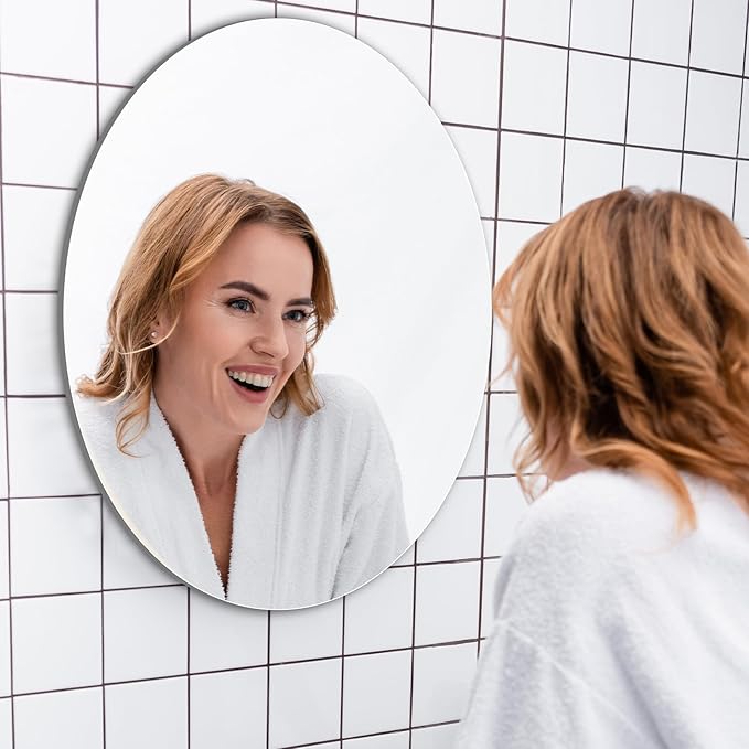 JUNEBRUSHS Oval Mirror, Acrylic Oval Bathroom Mirrors Unbreakable Frameless - Image 6