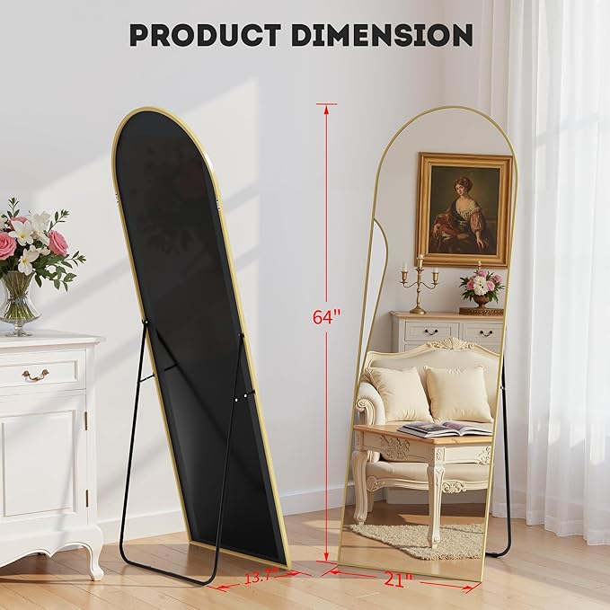 Simple Deluxe Arched Full Length Mirror, - Image 5