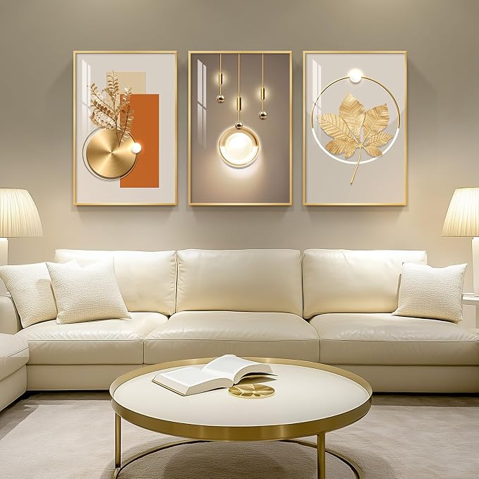 Framed Modern Luxury Gold Large Wall Art - Image 3