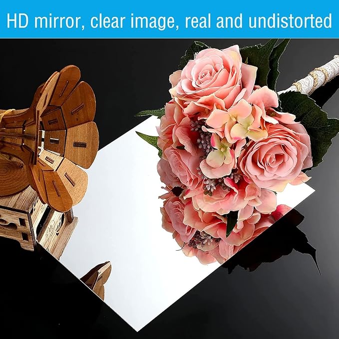 16"x12" Acrylic Mirror Sheet, Flexible Non Glass Body Mirror Tiles Large Self - Image 4