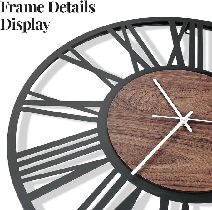 Cuspin 24 Inch Large Wall Clock, Silent Non Ticking Battery Operated Roman - Image 4