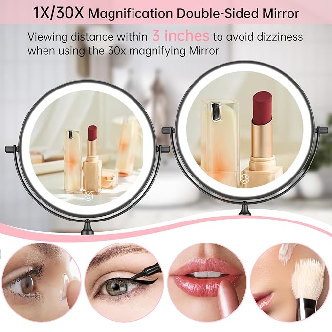 FUNTOUCH 5000mAh Rechargeable Wall Mounted Lighted Makeup Vanity Mirror - Image 3