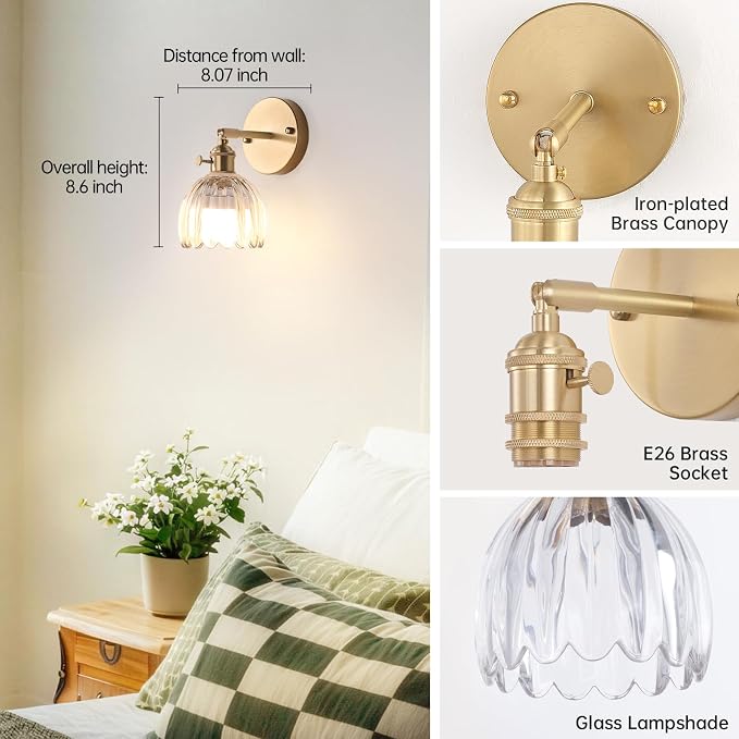 Shenmoyl Vintage Battery Operated Wall Sconce - Image 4