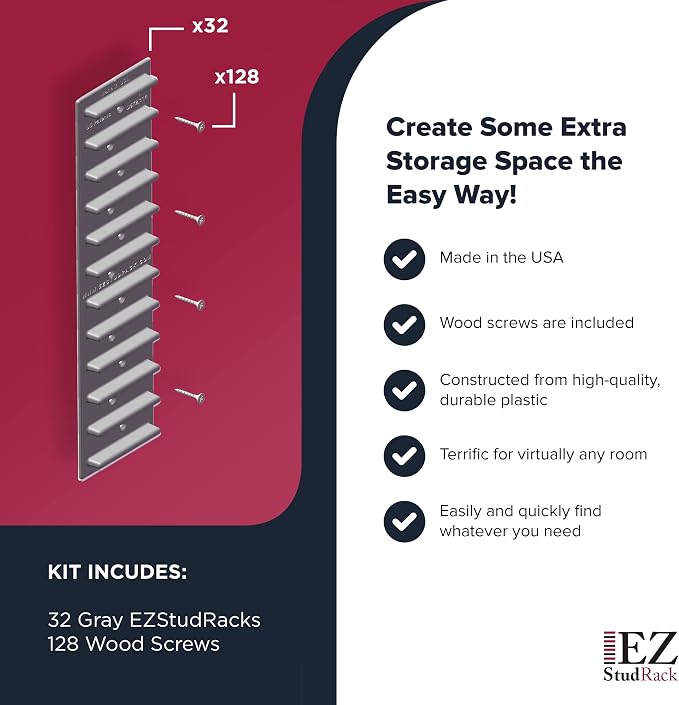 Made in USA | EZStudRack Adjustable Between Stud Shelf Bracket | Shelf Brackets - Image 5
