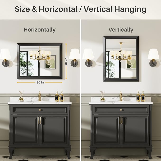 Briivue 24x30 Inch Black Bathroom Mirror - Image 6