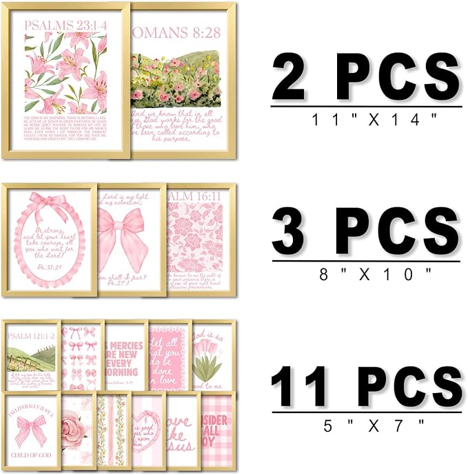 16 PCS Framed Christian Coquette Wall Art Decor, Gallery Wall Frame Set - Image 2