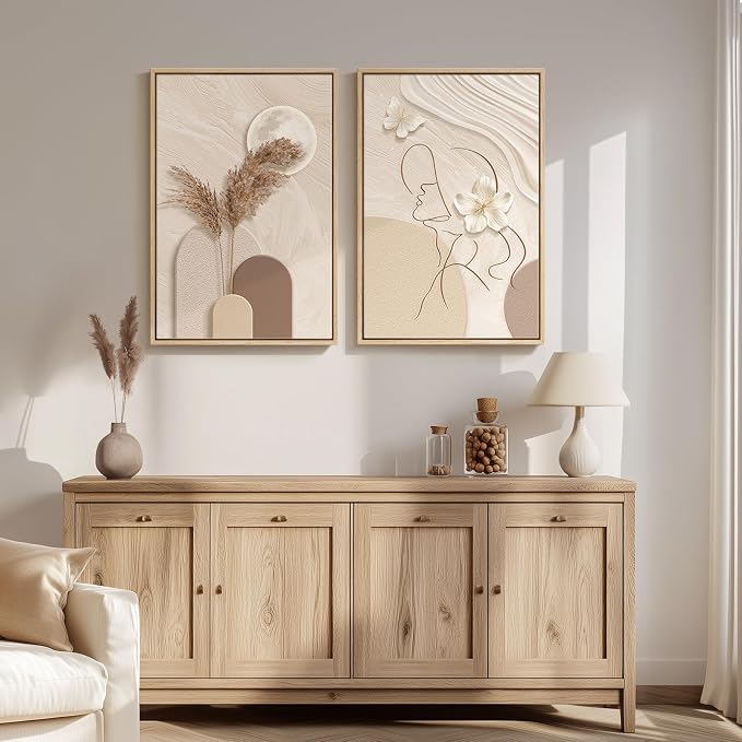 Large Framed Neutral Abstract Wall Art - Image 8