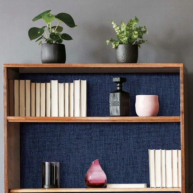 RoomMates RMK11698RL Navy Faux Grasscloth Weave Non-Textured Peel and Stick - Image 3