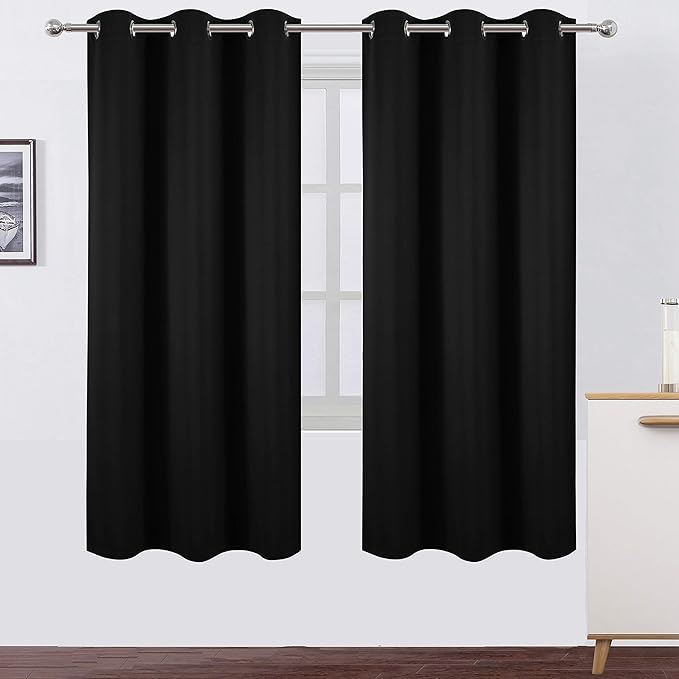 LEMOMO Black Thermal Blackout Curtains/42 x 72 Inch/Set of 2 Panels Room by Lemomo