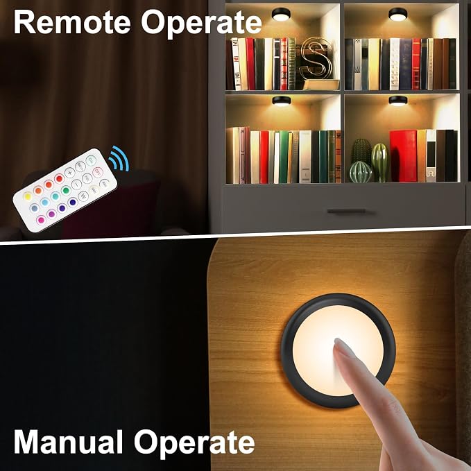 BLS LED Puck Lights with Remote Control, Wireless Under Cabinet & Closet - Image 2