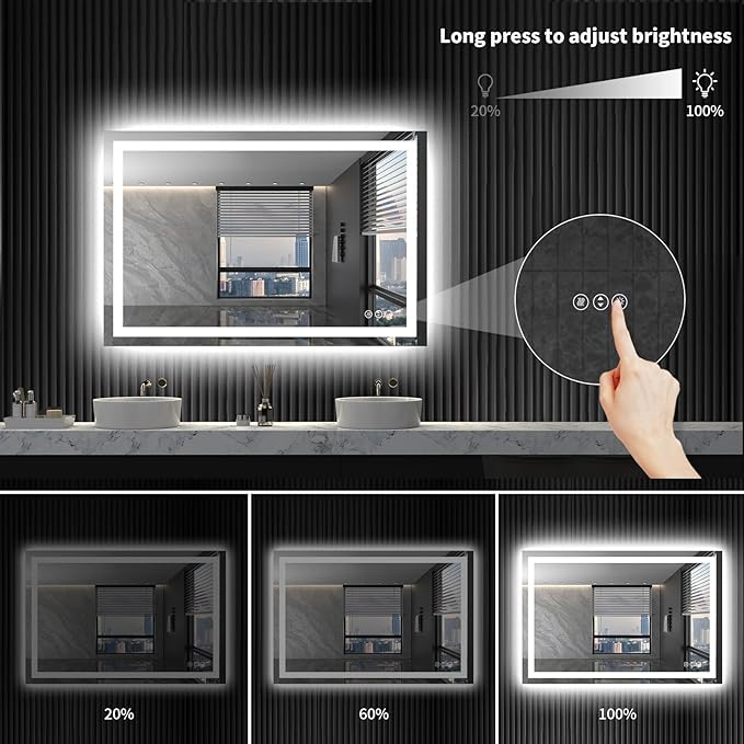 LOAAO 48X32 LED Bathroom Mirror - Image 4