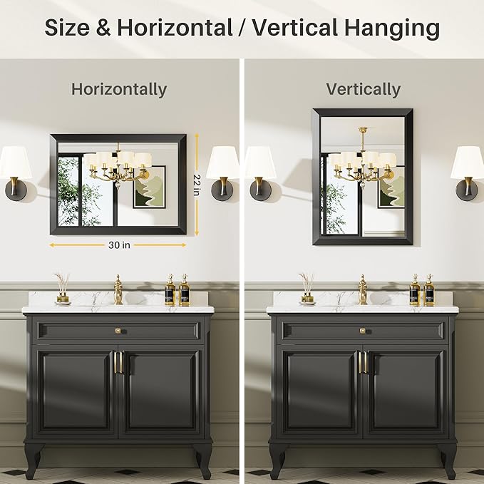 Briivue 22x30 Inch Black Bathroom Mirror - Image 6