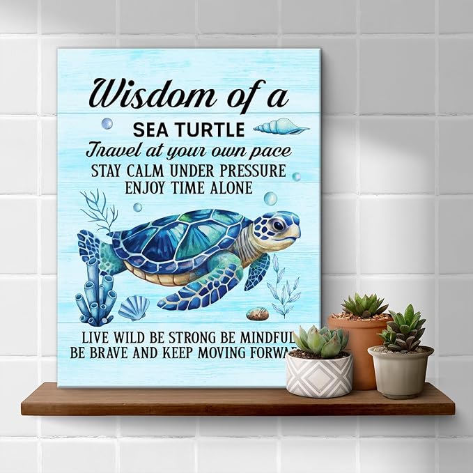 Sea Turtle Wall Art Decor Inspirational Wall Decor Posters Beach Themed - Image 4