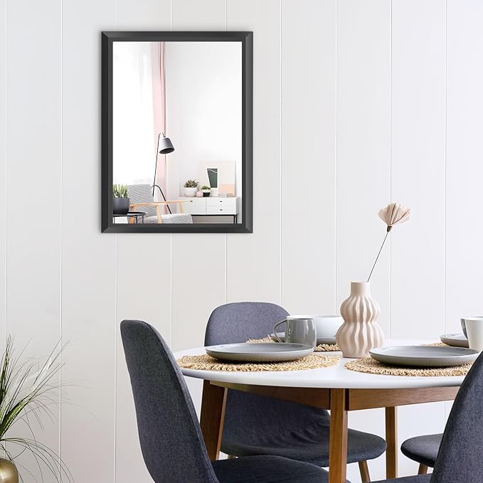 Amorho Black Bathroom Mirror, 24x32 Inch Thick Metal Framed Wall Mirrors - Image 8