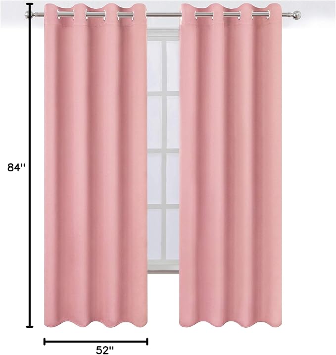 LEMOMO Baby Pink Bedroom Blackout Curtains/52 x 84 Inch Long/Set of 2 Curtain - Image 9