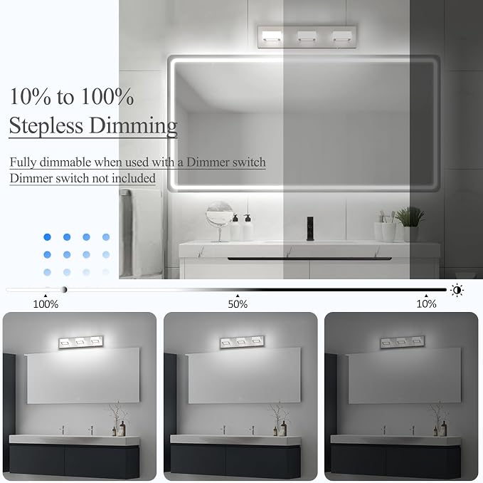 Ralbay 5 Color Temperature Brushed Nickel Bathroom Vanity Lights Dimmable - Image 3