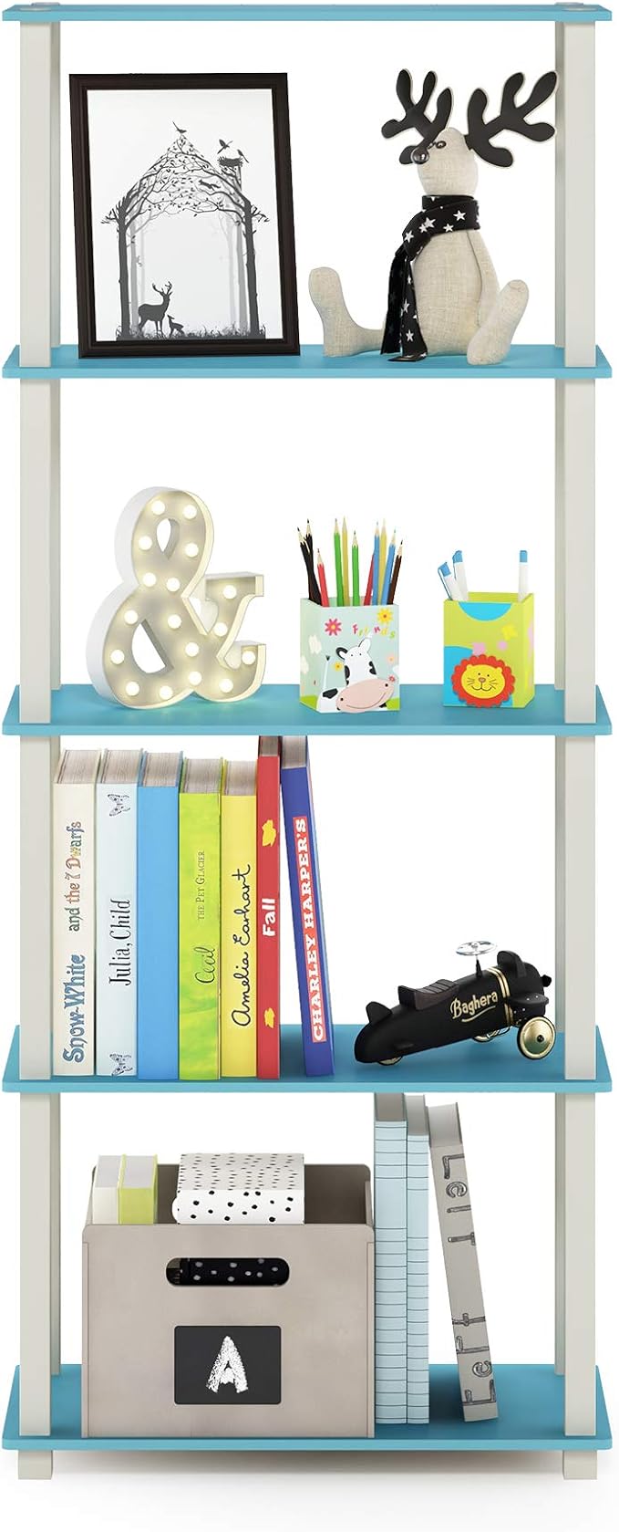 Furinno TURN-S-TUBE Book Shelf, 5-Tier Toolless Storage Shelves - Image 3