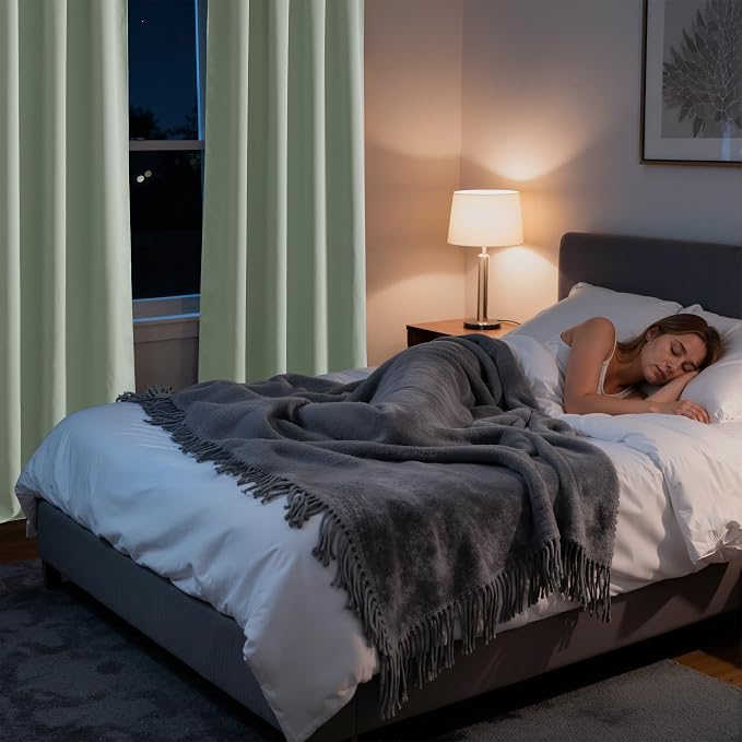 RYB HOME Bedroom Blackout Curtains 72 inches Long, 100% Blackout Thermal - Image 5