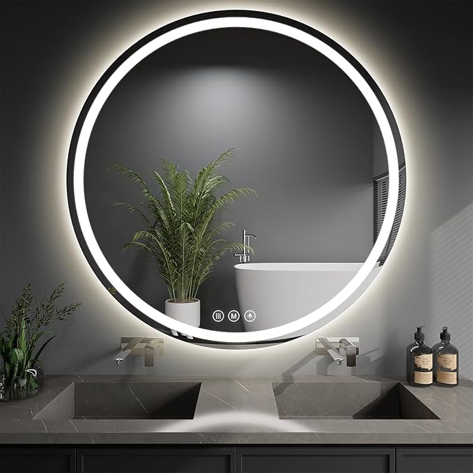 LED Bathroom Mirror 48 Inch Round Bathroom Mirror by WISSMILESHOME