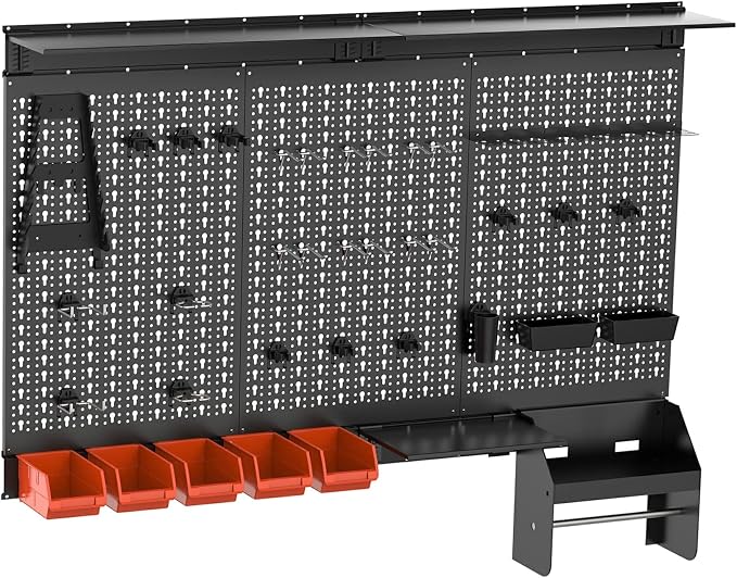 TORACK Metal Pegboard Wall Organizer 4ft Wide, Tool Storage Pegboard System - Image 9