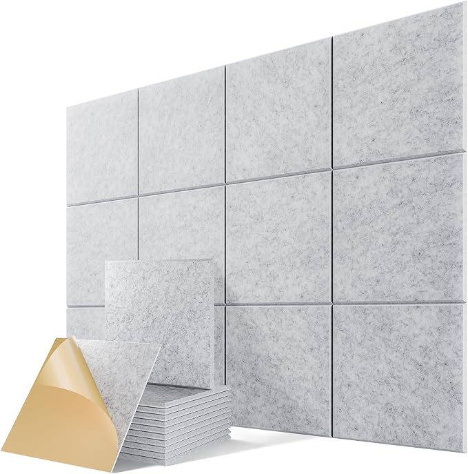 12 Pack Self-Adhesive Acoustic Panels, Soundproof Wall Panels by Lebenforce