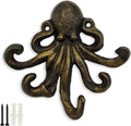Octopus Cast Iron Wall Hook – Nautical Decorative Key Holder, Coastal Ocean by HERNGEE