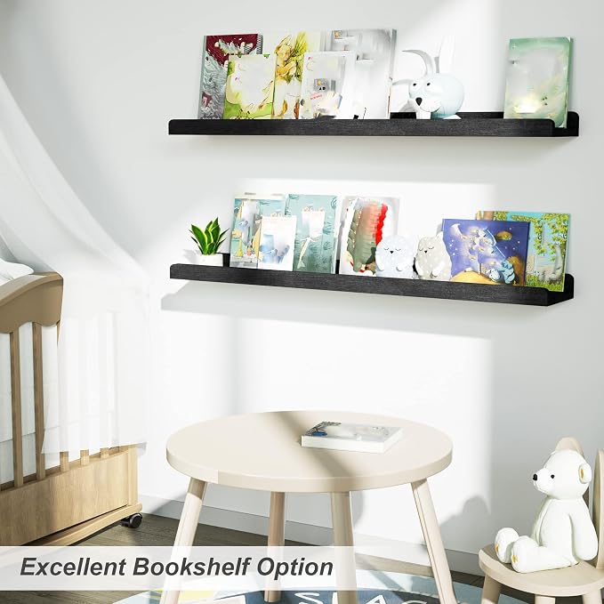 Love-KANKEI 36 Inch Long Floating Shelves Wall Mounted Set of 2, Large Wood - Image 4