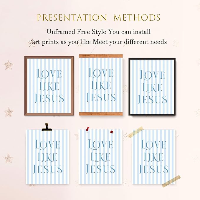 LARTSFRO Coquette Blue Bow Jesus Wall Art Decor Posters, Light Blue Bow - Image 4