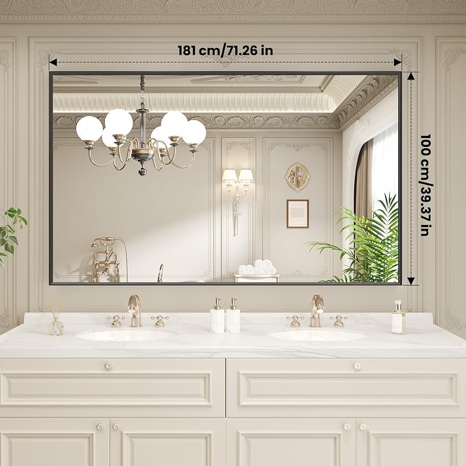LOAAO Black Bathroom Mirror 72"X40" - Image 9