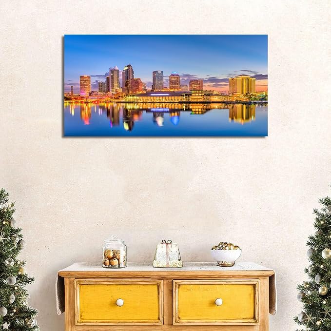 AIYISU Florida Skyline Wall Art USA City Poster Tampa Cityscape Picture Modern - Image 2