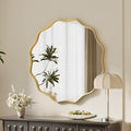 VooBang Gold Scalloped Circle Mirror, Hanging Leaning by VooBang