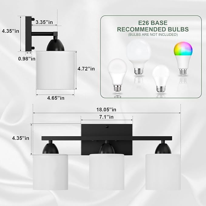 Black Bathroom Lights Over Mirror, Anti-rust Vanity Light Fixture - Image 2