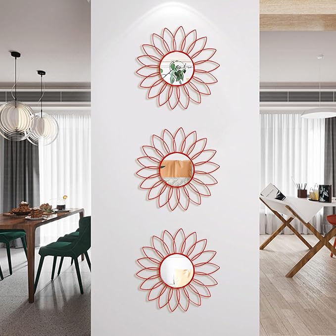 3 Pack Metal Mirrors for Wall Sunburst Wall Mirrors Home Décor Decorative - Image 4